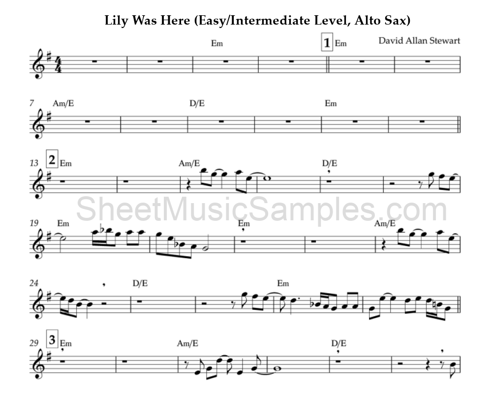 Lily Was Here (Easy/Intermediate Level, Alto Sax)