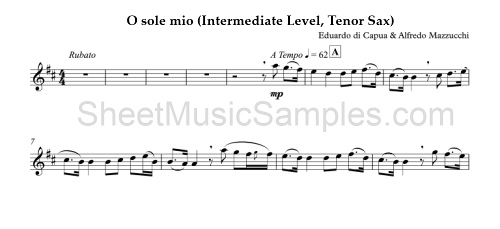 O sole mio (Intermediate Level, Tenor Sax)