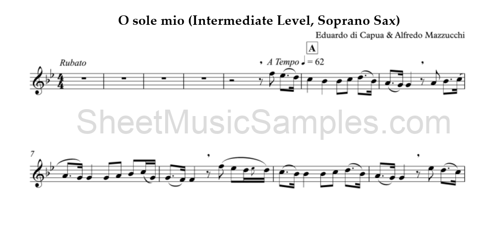 O sole mio (Intermediate Level, Soprano Sax)