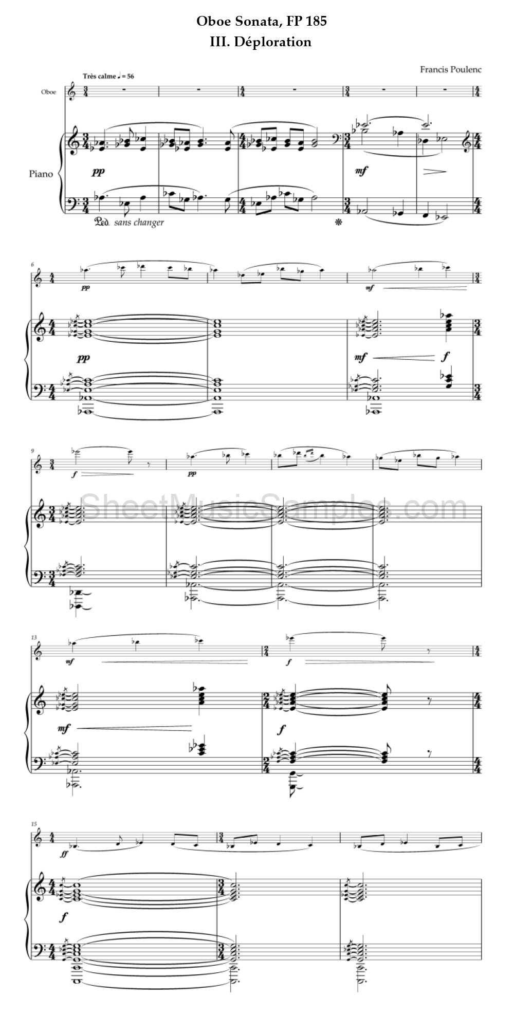 Oboe Sonata, FP 185 - III. Déploration