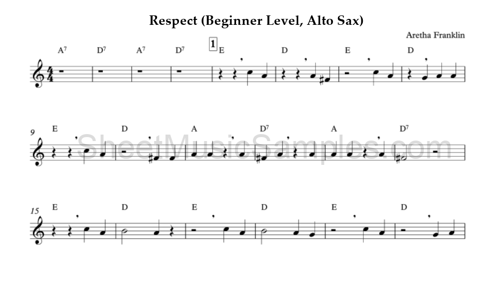 Respect (Beginner Level, Alto Sax)