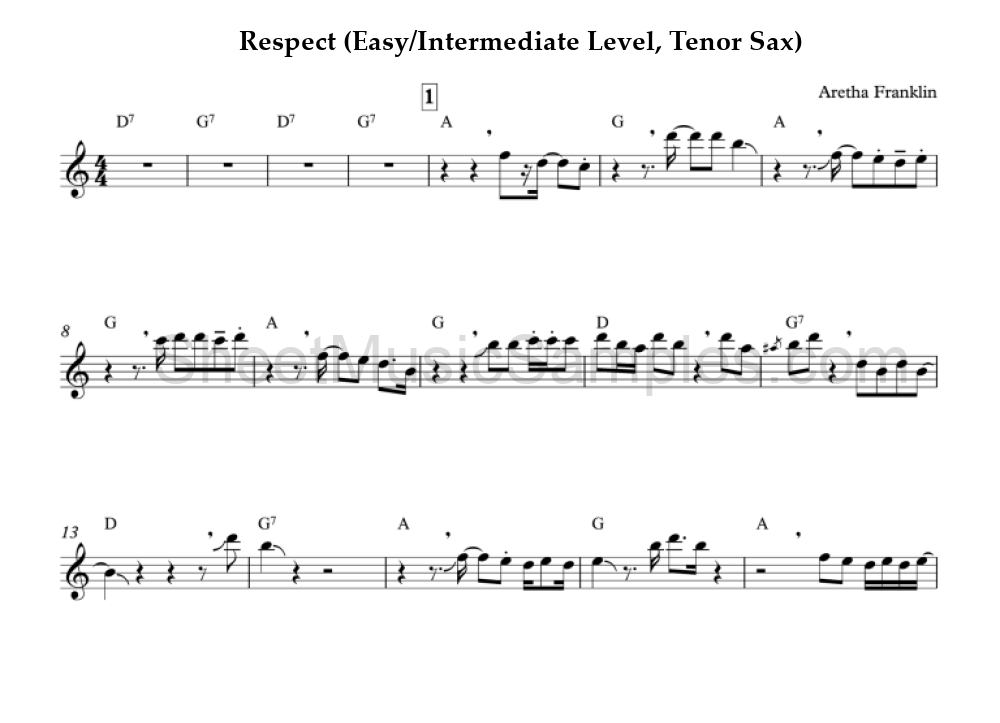 Respect (Easy/Intermediate Level, Tenor Sax)