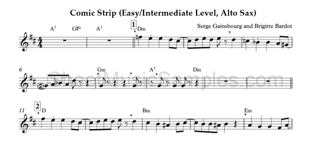 Comic Strip (Easy/Intermediate Level, Alto Sax)