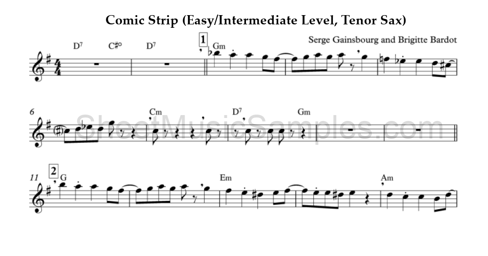 Comic Strip (Easy/Intermediate Level, Tenor Sax)