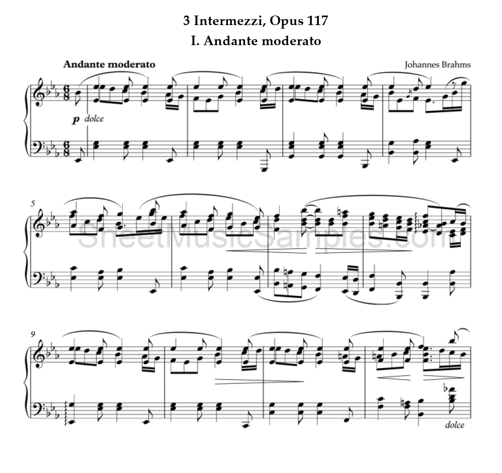 3 Intermezzi, Opus 117 - I. Andante moderato