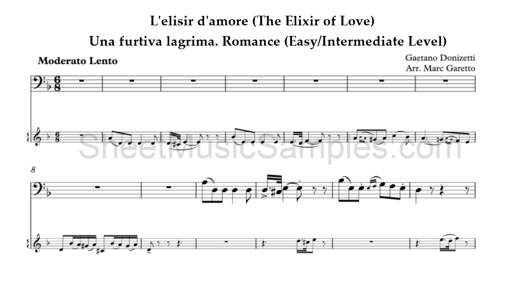 L'elisir d'amore (The Elixir of Love) - Una furtiva lagrima. Romance (Easy/Intermediate Level)