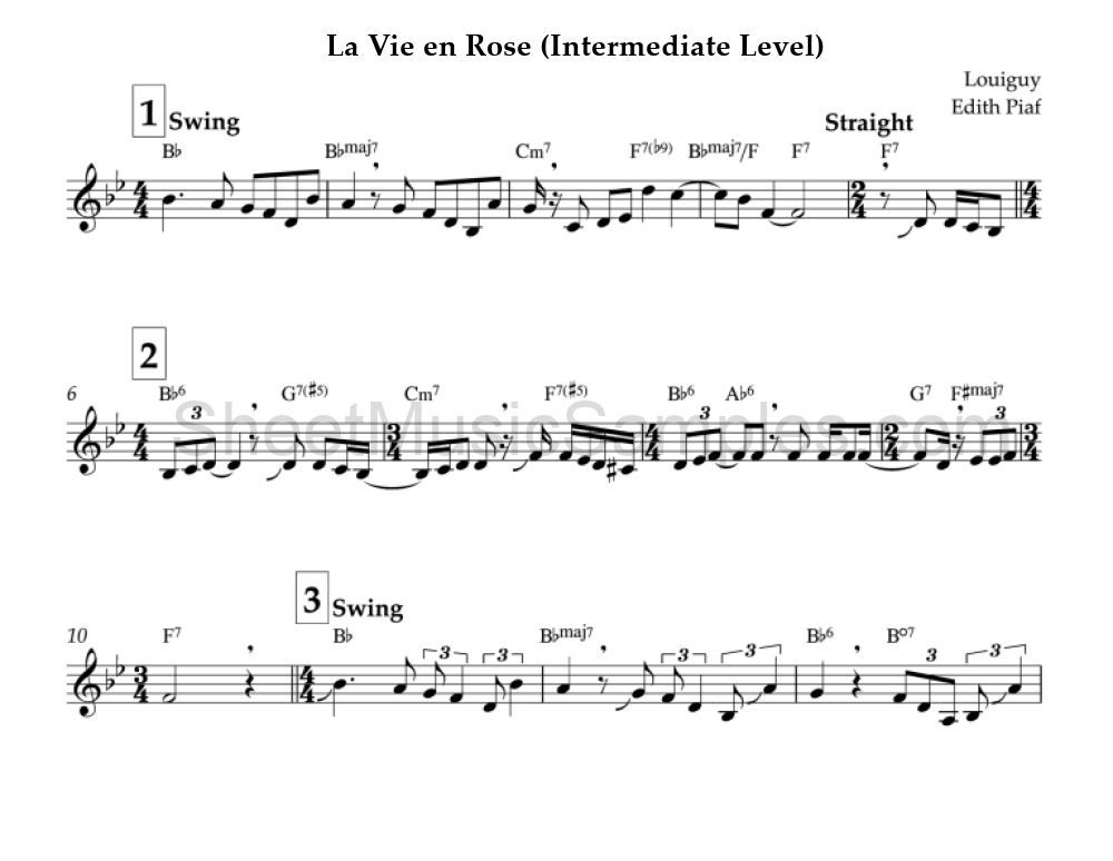 La Vie en Rose (Intermediate Level)