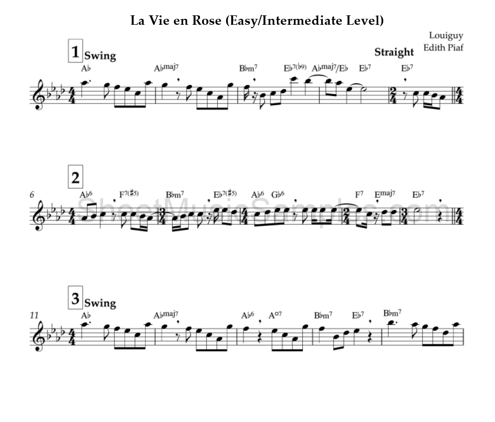 La Vie en Rose (Easy/Intermediate Level)