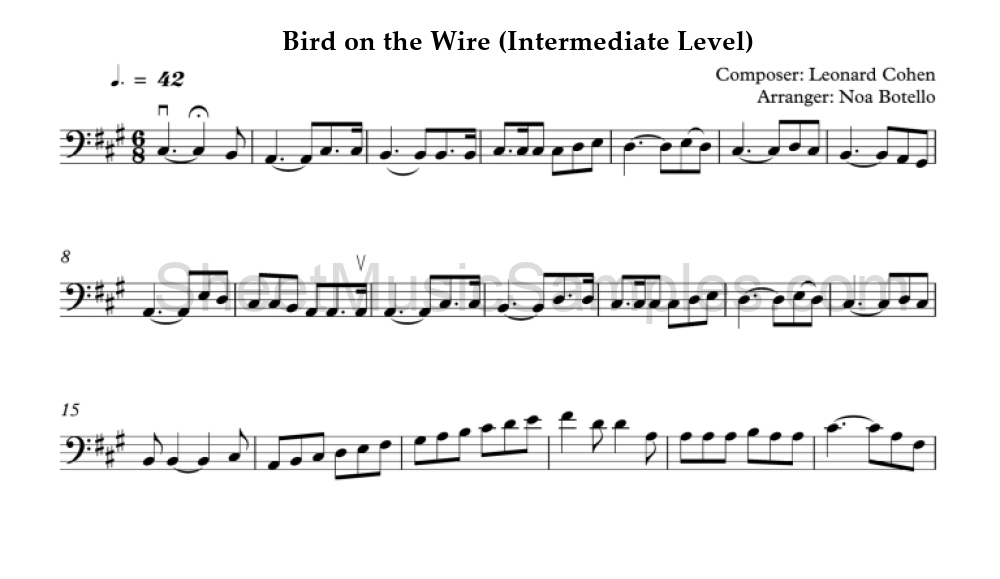 Bird on the Wire (Intermediate Level)