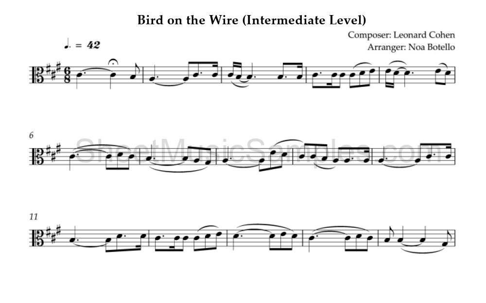 Bird on the Wire (Intermediate Level)