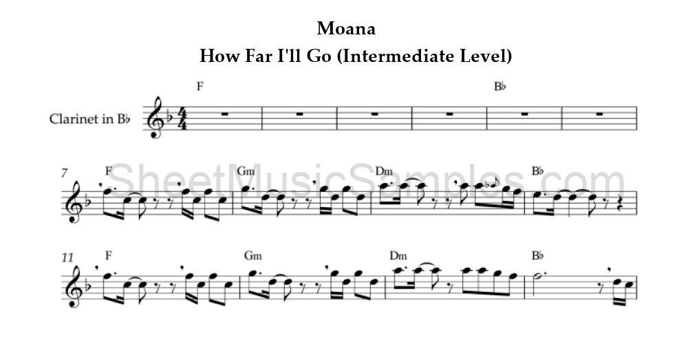 Moana - How Far I'll Go (Intermediate Level)