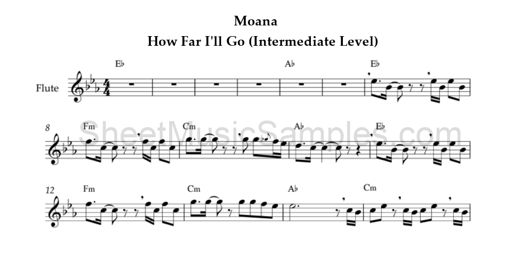 Moana - How Far I'll Go (Intermediate Level)