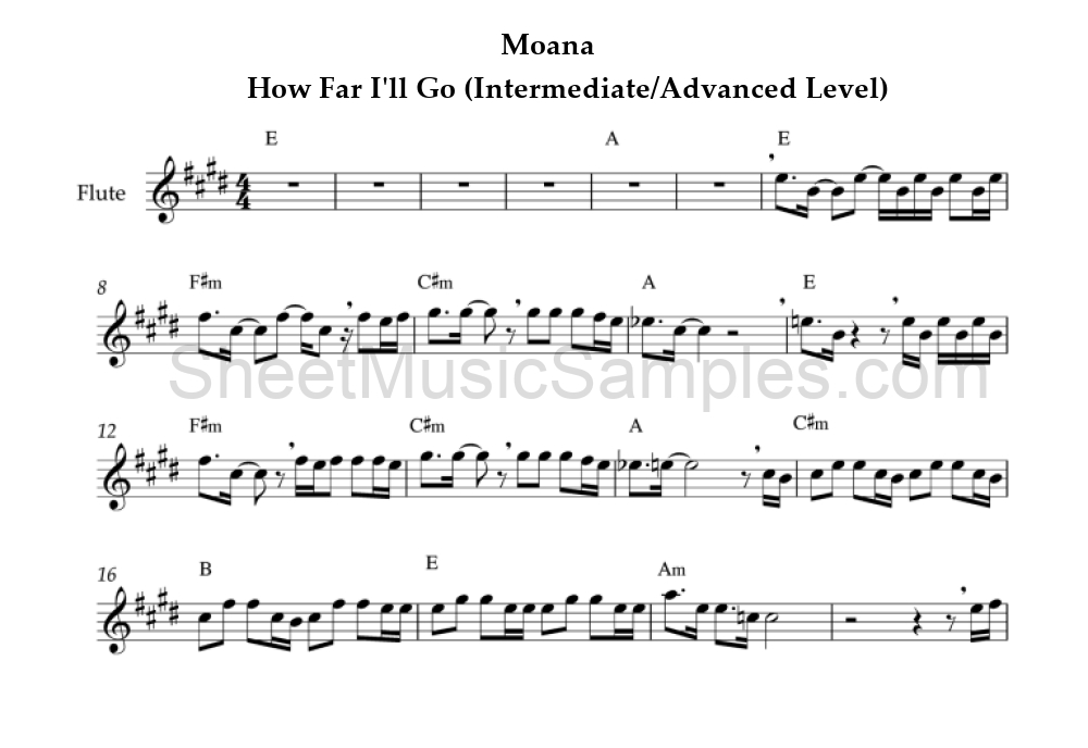 Moana - How Far I'll Go (Intermediate/Advanced Level)