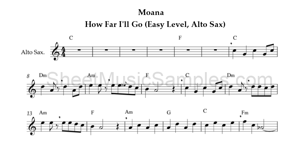 Moana - How Far I'll Go (Easy Level, Alto Sax)