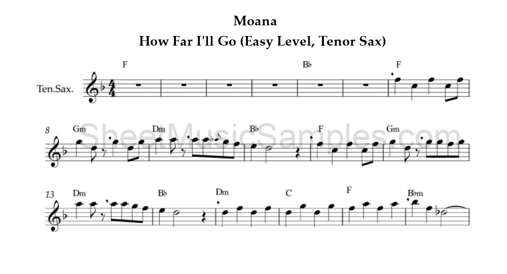 Moana - How Far I'll Go (Easy Level, Tenor Sax)