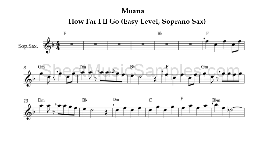 Moana - How Far I'll Go (Easy Level, Soprano Sax)