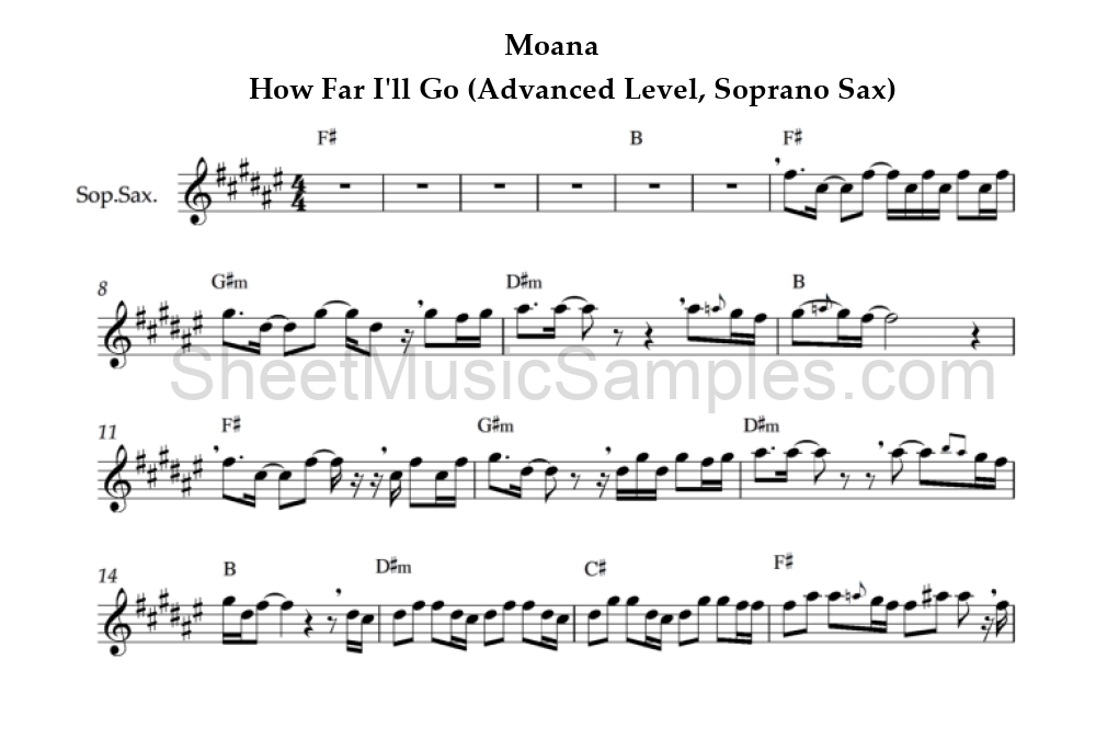 Moana - How Far I'll Go (Advanced Level, Soprano Sax)