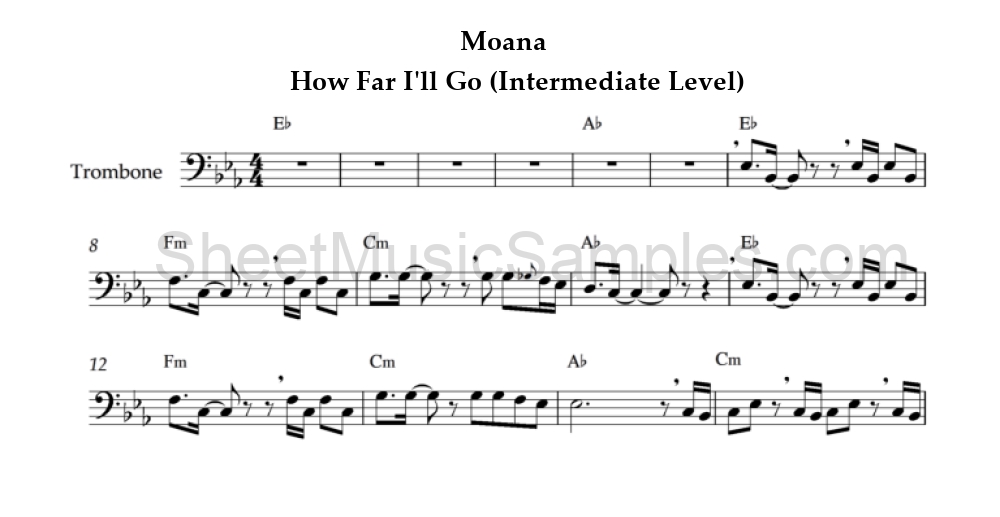 Moana - How Far I'll Go (Intermediate Level)