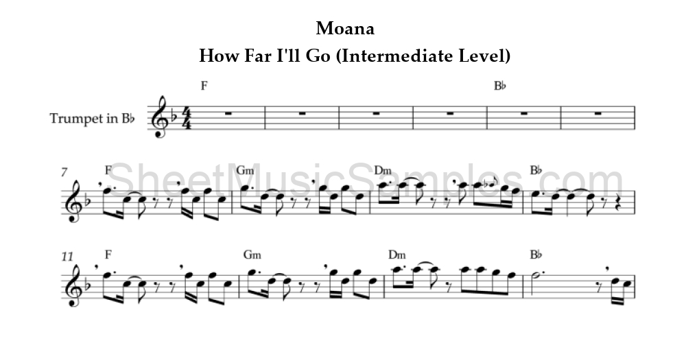 Moana - How Far I'll Go (Intermediate Level)