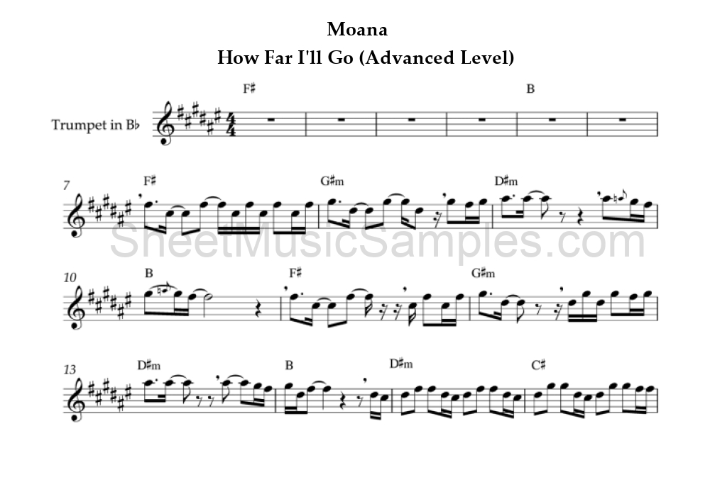 Moana - How Far I'll Go (Advanced Level)