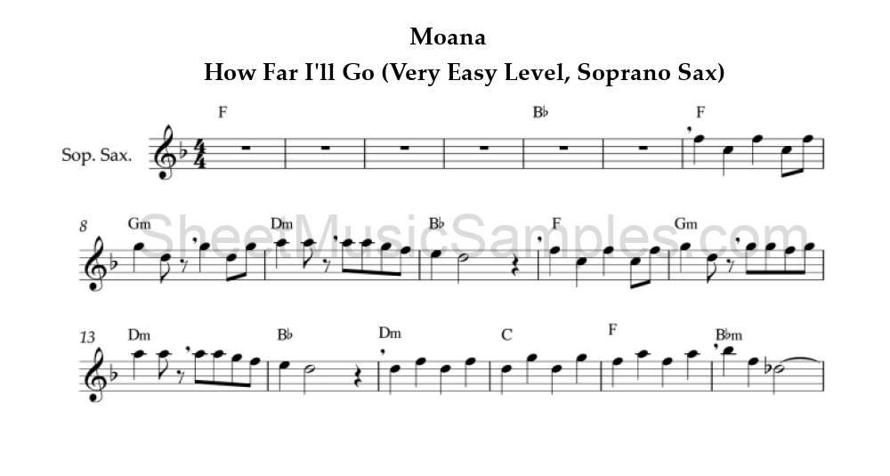 Moana - How Far I'll Go (Very Easy Level, Soprano Sax)