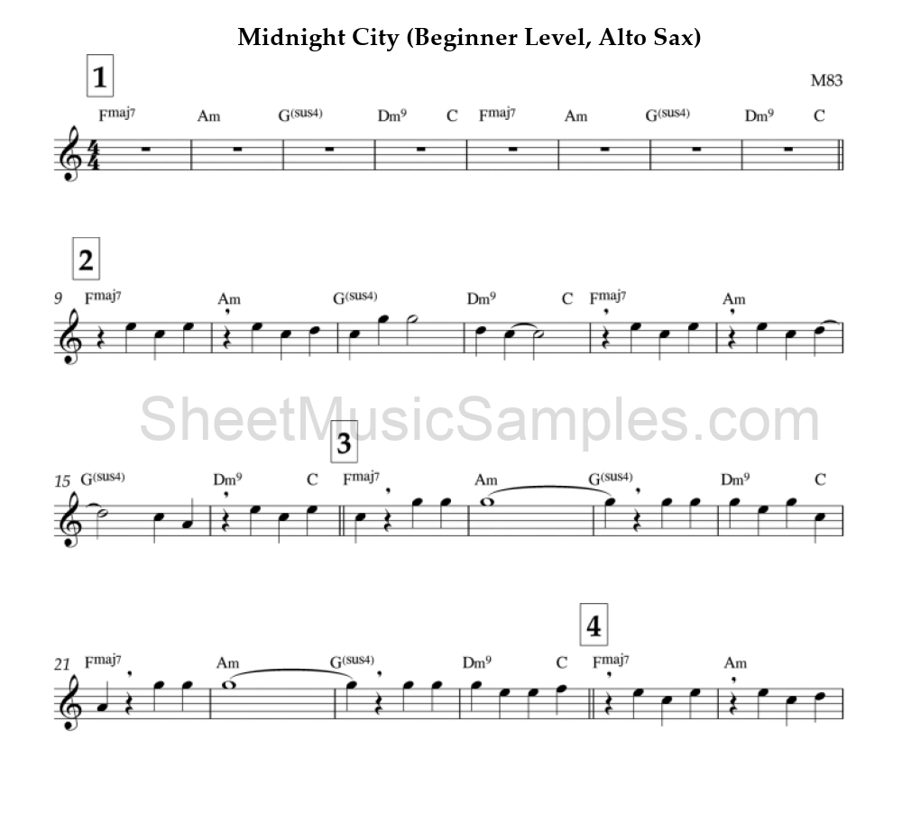 Midnight City (Beginner Level, Alto Sax)