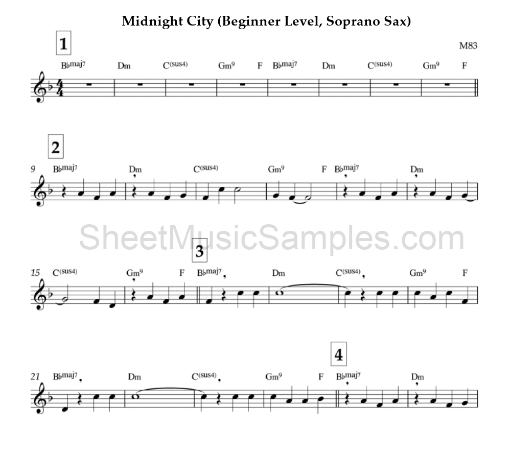 Midnight City (Beginner Level, Soprano Sax)