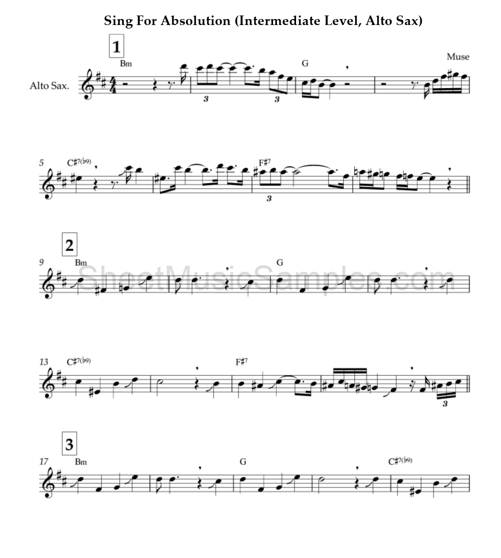 Sing For Absolution (Intermediate Level, Alto Sax)