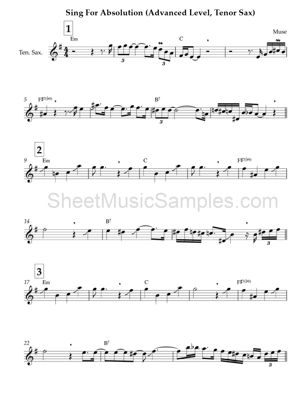 Sing For Absolution (Advanced Level, Tenor Sax)