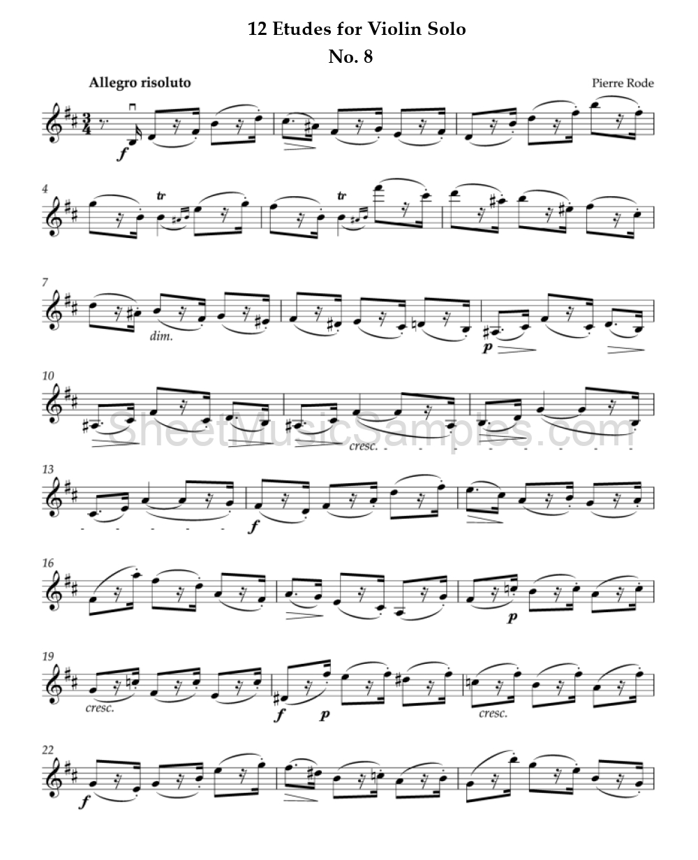 12 Etudes for Violin Solo - No. 8