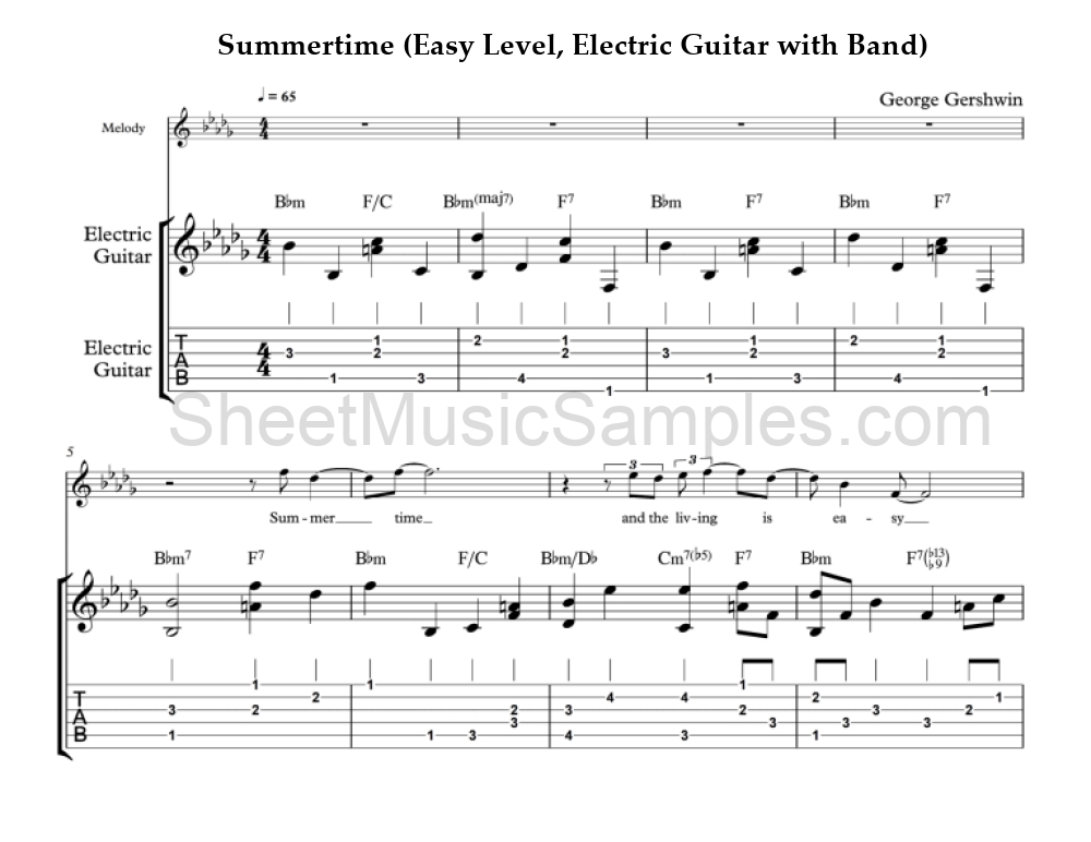 Summertime (Easy Level, Electric Guitar with Band)