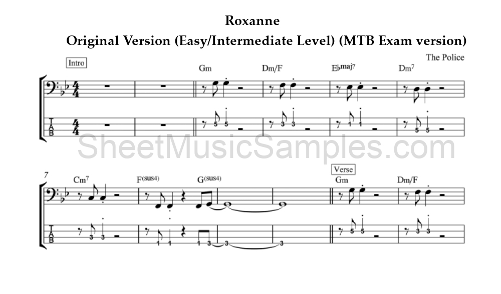 Roxanne - Original Version (Easy/Intermediate Level) (MTB Exam version)