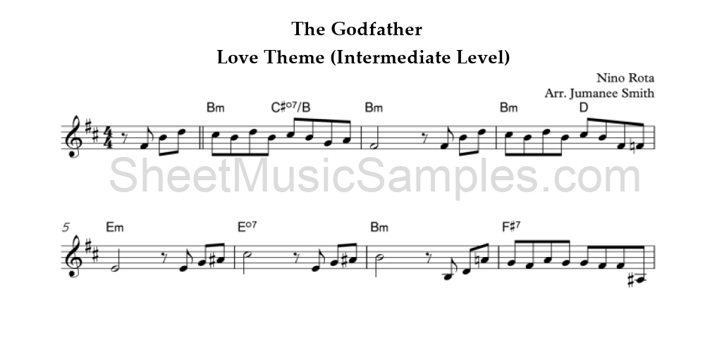 The Godfather - Love Theme (Intermediate Level)