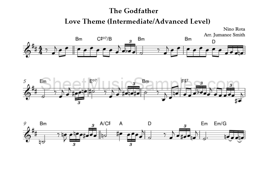 The Godfather - Love Theme (Intermediate/Advanced Level)