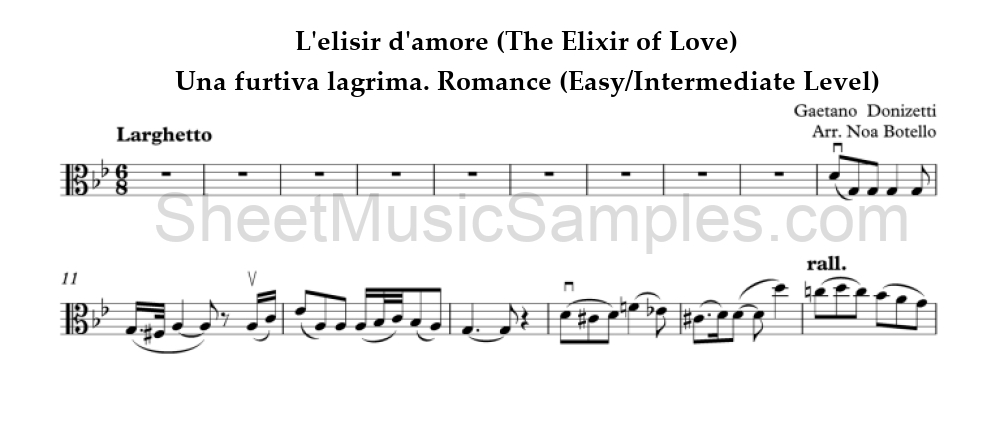 L'elisir d'amore (The Elixir of Love) - Una furtiva lagrima. Romance (Easy/Intermediate Level)