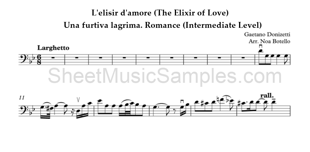 L'elisir d'amore (The Elixir of Love) - Una furtiva lagrima. Romance (Intermediate Level)