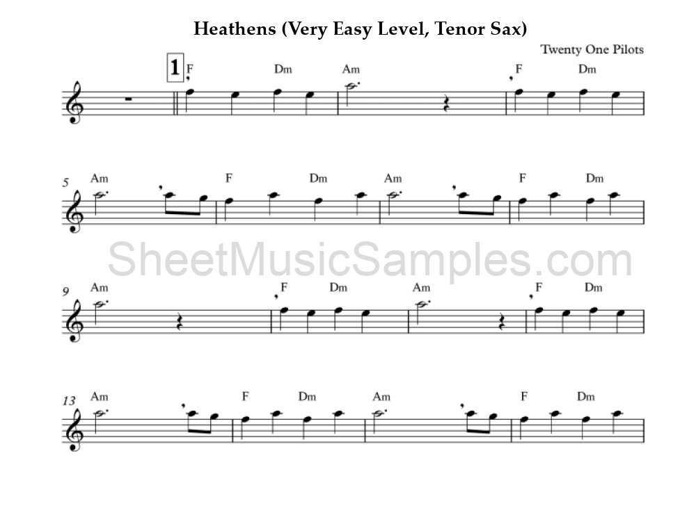 Heathens (Very Easy Level, Tenor Sax)