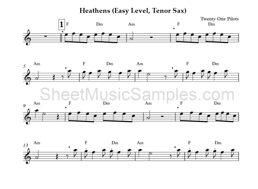 Heathens (Easy Level, Tenor Sax)