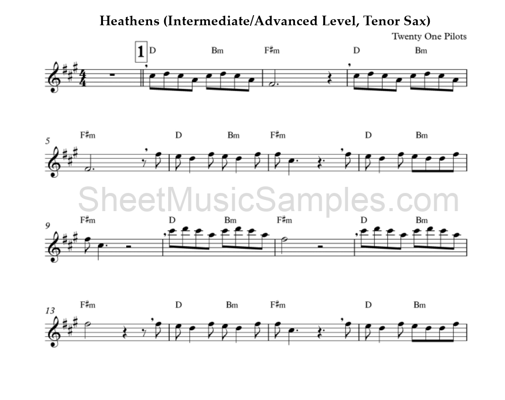 Heathens (Intermediate/Advanced Level, Tenor Sax)