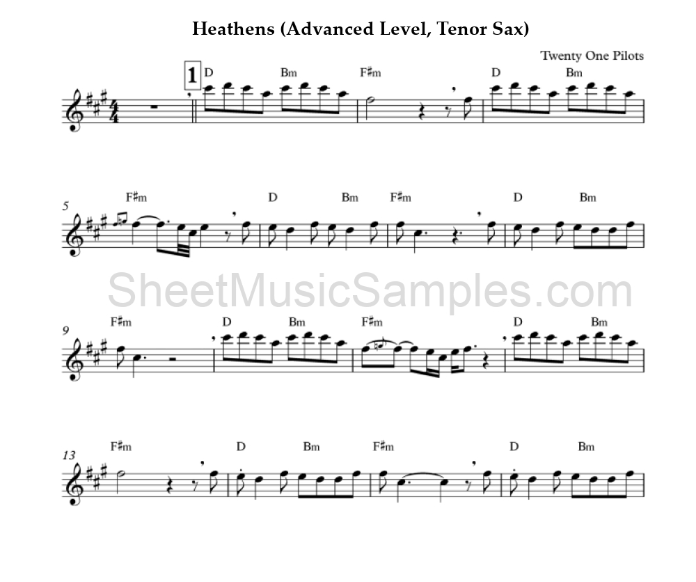 Heathens (Advanced Level, Tenor Sax)