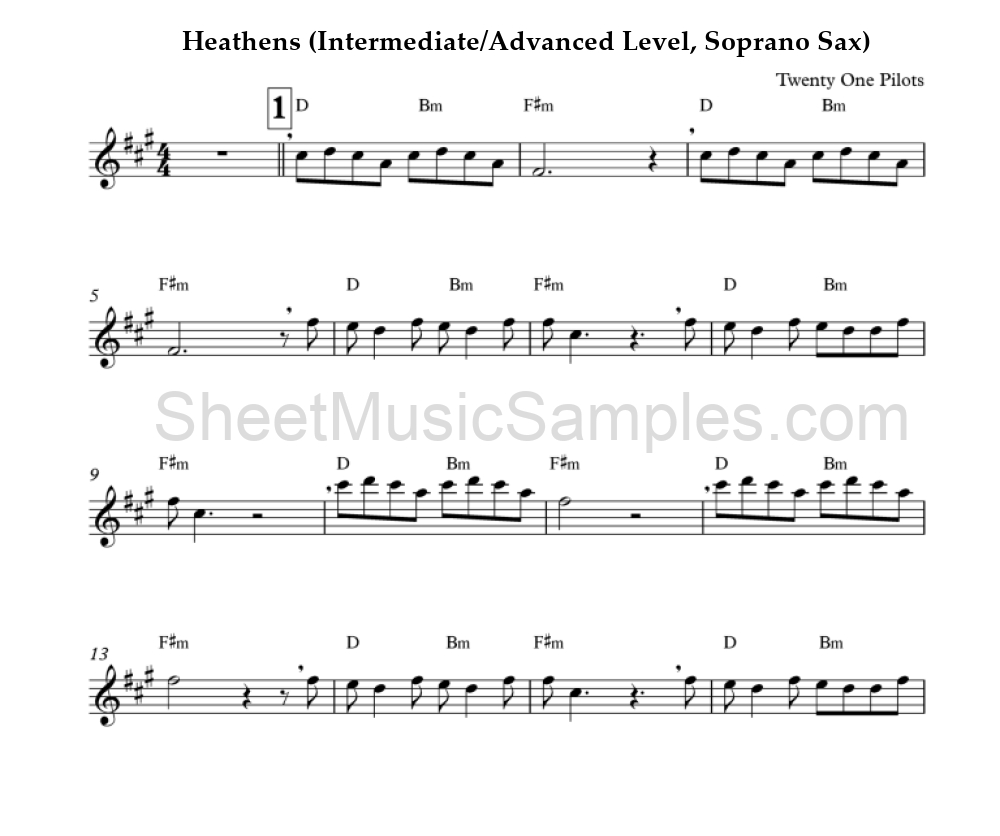 Heathens (Intermediate/Advanced Level, Soprano Sax)