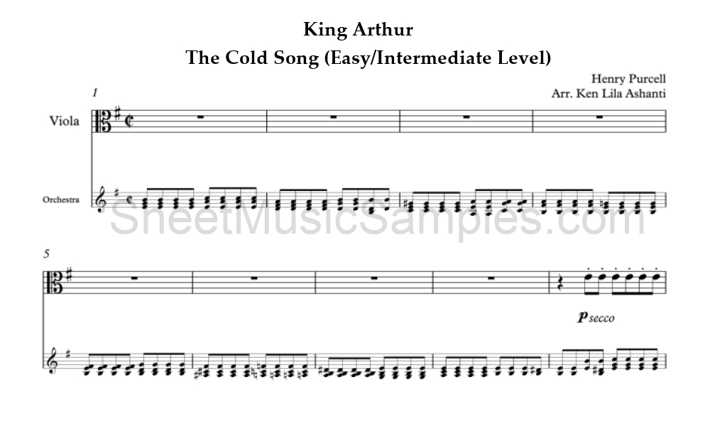 King Arthur - The Cold Song (Easy/Intermediate Level)