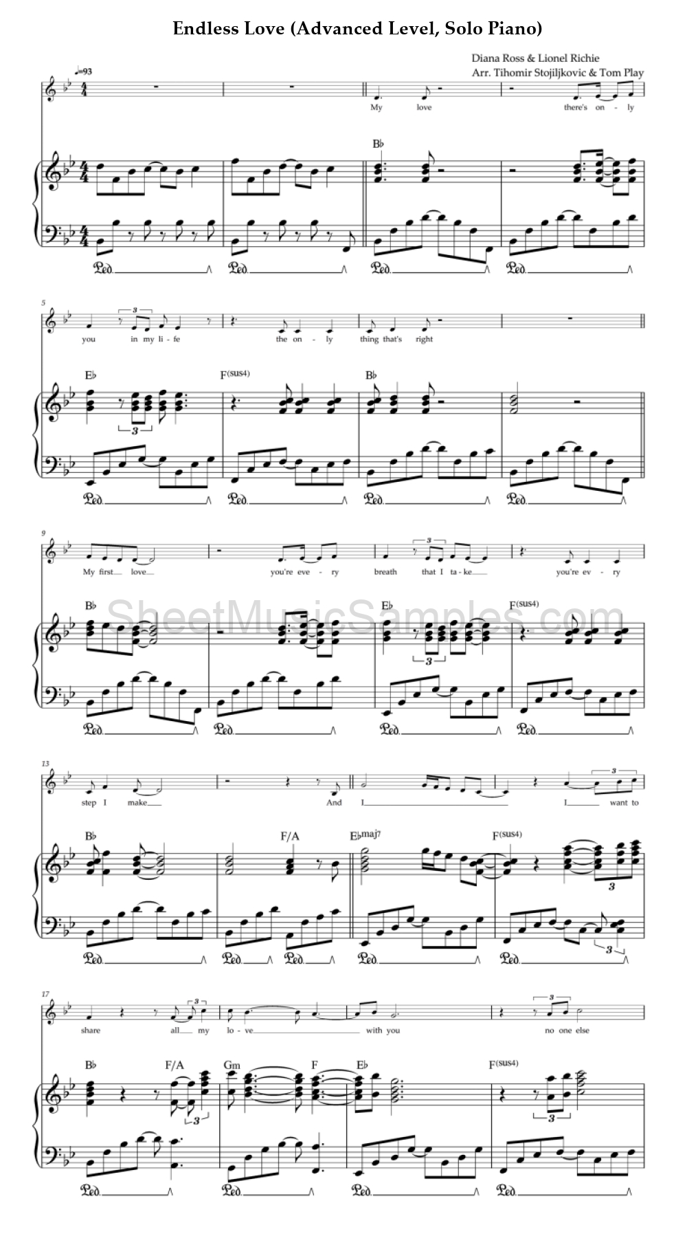 Endless Love (Advanced Level, Solo Piano)