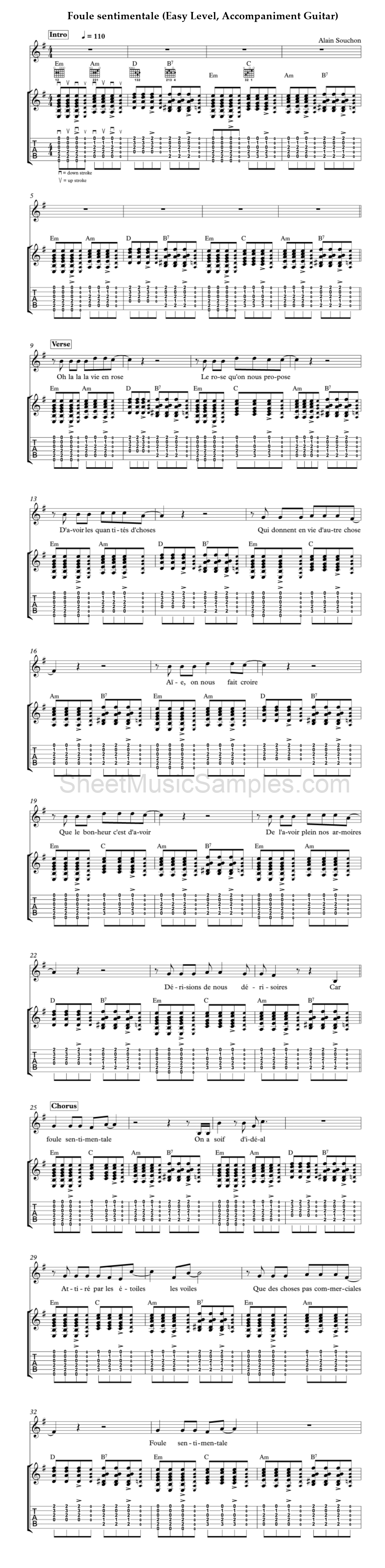 Foule sentimentale (Easy Level, Accompaniment Guitar)