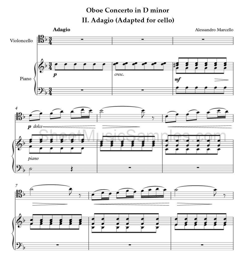 Oboe Concerto in D minor - II. Adagio (Adapted for cello)