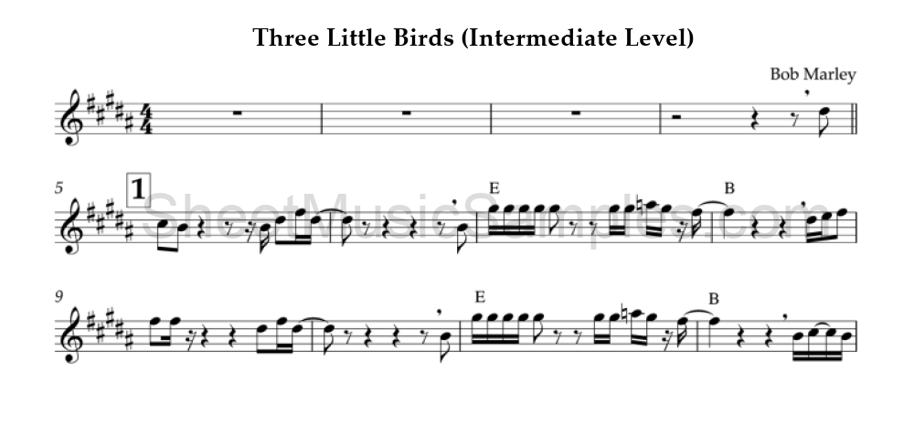 Three Little Birds (Intermediate Level)