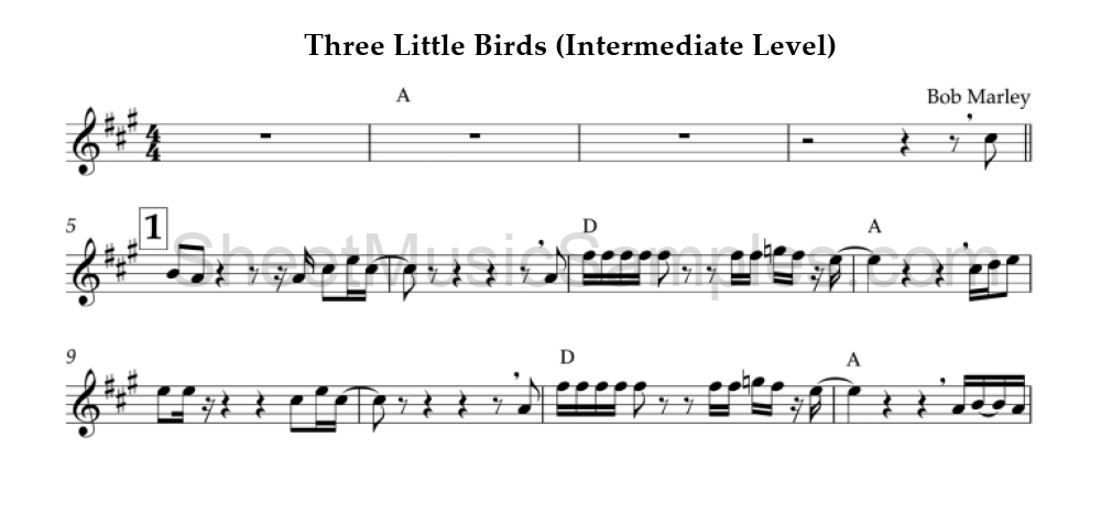 Three Little Birds (Intermediate Level)