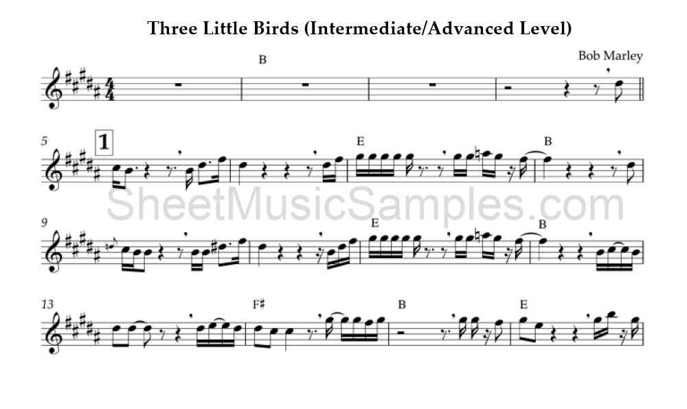 Three Little Birds (Intermediate/Advanced Level)