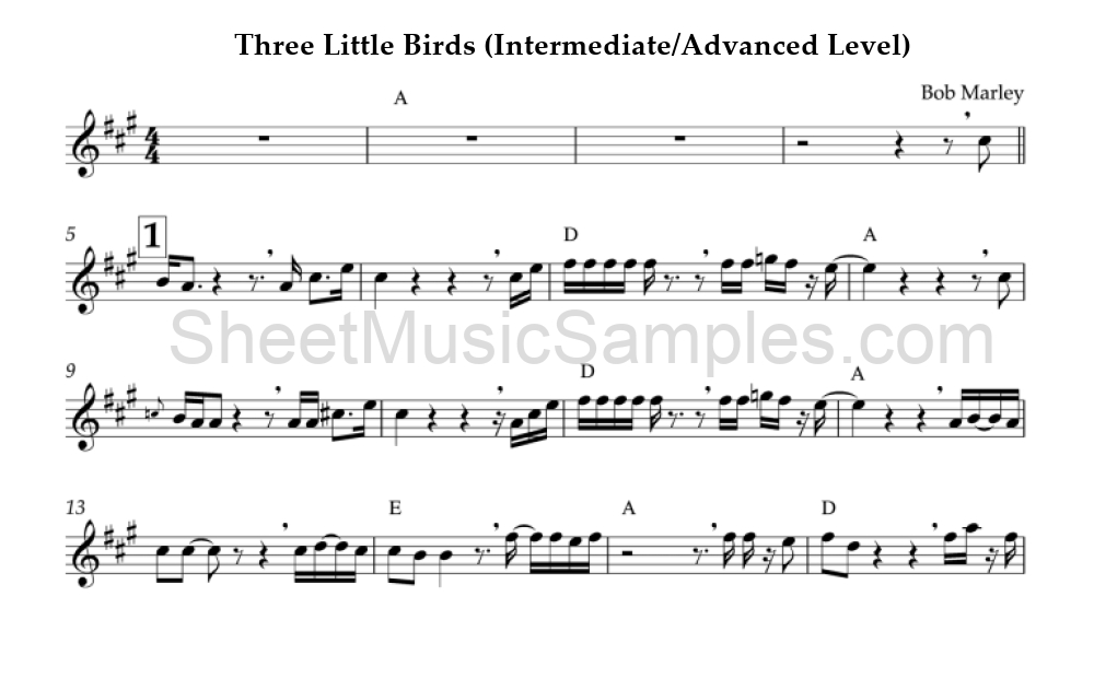 Three Little Birds (Intermediate/Advanced Level)