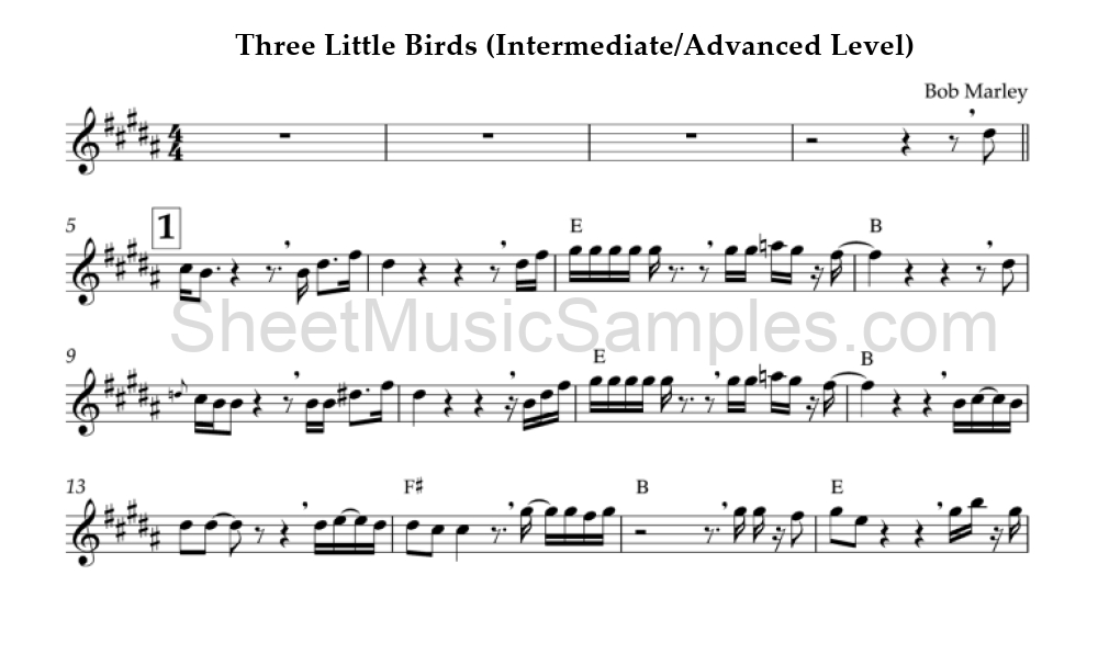 Three Little Birds (Intermediate/Advanced Level)